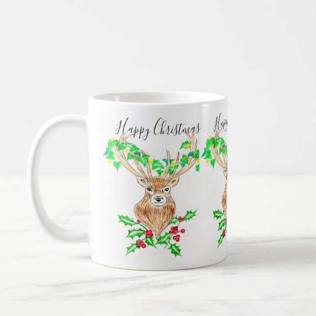 Happy Christmas Deer Kaffeetasse (Links)