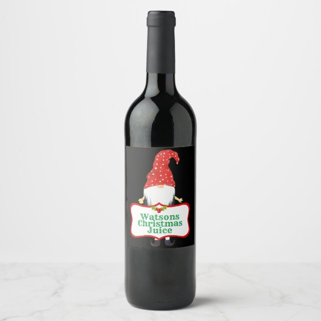 Happy Christmas Elf Custom Wine Label Weinetikett (Vorderseite)