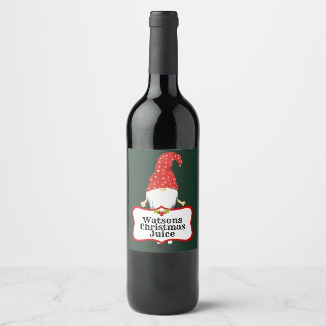Happy Christmas Elf Custom Wine Label Weinetikett (Vorderseite)
