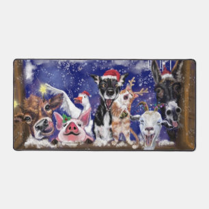 Happy Christmas Farm Animal Party Funny Schreibtischunterlage