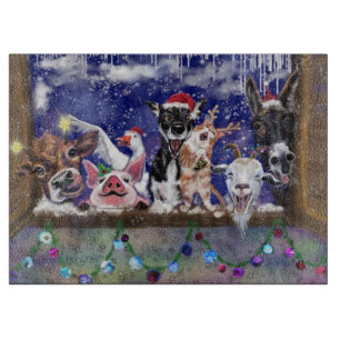 Happy Christmas Farm Party Funny Cutting Board Schneidebrett