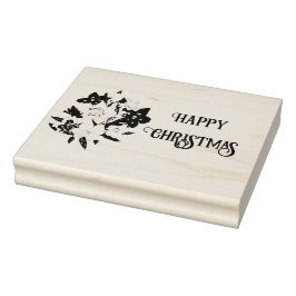 Happy Christmas Floral Rubber Stamp Gummistempel