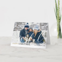 Happy Christmas Foto Moderne Script Grüße Feiertagskarte