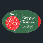 Happy Christmas funkle bauble Geschenksticker grün Ovaler Aufkleber<br><div class="desc">Glitzer Baum Dekoration Sticker,  um Ihre Geschenke hinzuzufügen. Design von Sarah Trett.</div>