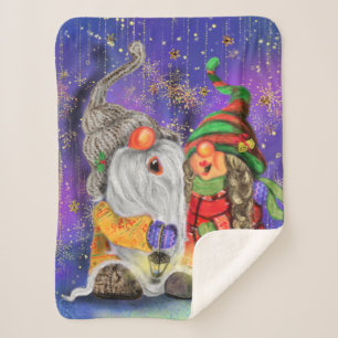 Happy Christmas Gnome Baby Sherpa Blanket Sherpadecke