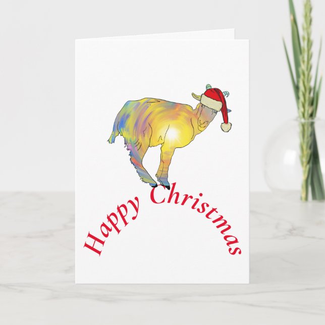 Happy Christmas Goat Santa Karte (Vorderseite)