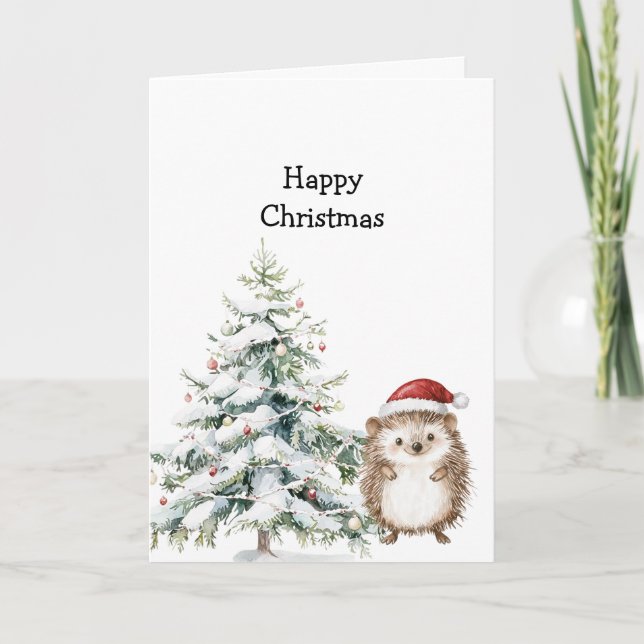 Happy Christmas Hedgehog Karte (Vorderseite)