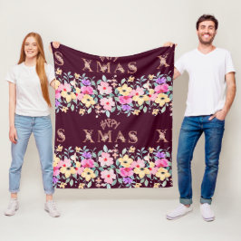 Happy Christmas Holiday Elegant Fleecedecke