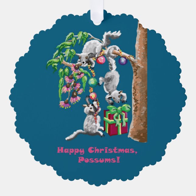 Happy Christmas Possum Ornament Karte (Vorderseite)