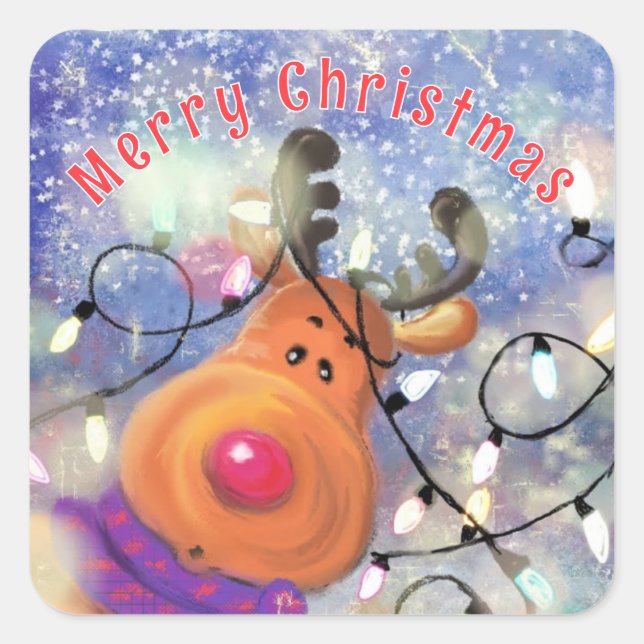 Happy Christmas Rentier Stickers (Vorderseite)