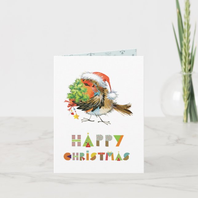 Happy Christmas Robin Karte (Vorderseite)