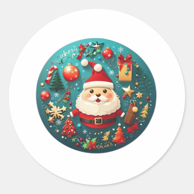 Happy Christmas Rounded Sticker (Vorderseite)
