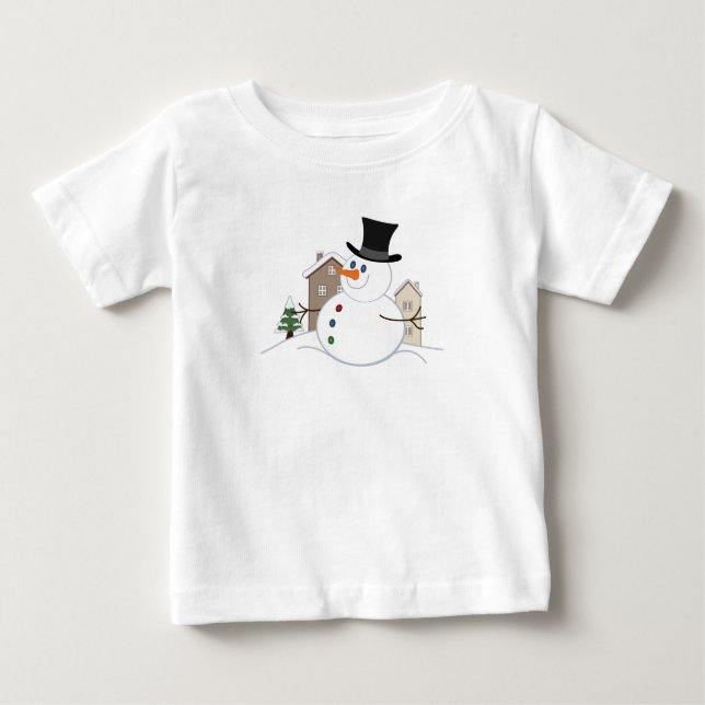 Happy Christmas Snowman Illustration Baby T-shirt (Vorderseite)