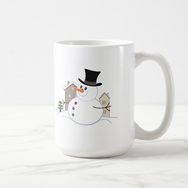 Happy Christmas Snowman Illustration Kaffeetasse (Rechts)