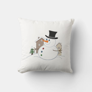 Happy Christmas Snowman Illustration Kissen