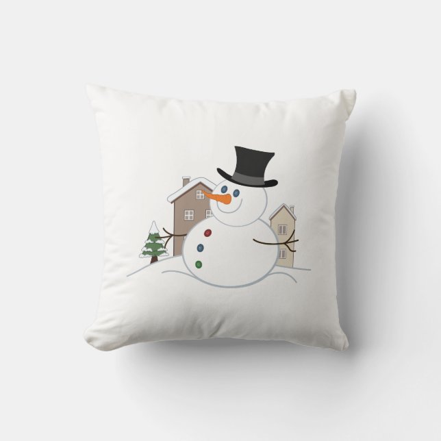 Happy Christmas Snowman Illustration Kissen (Vorderseite)
