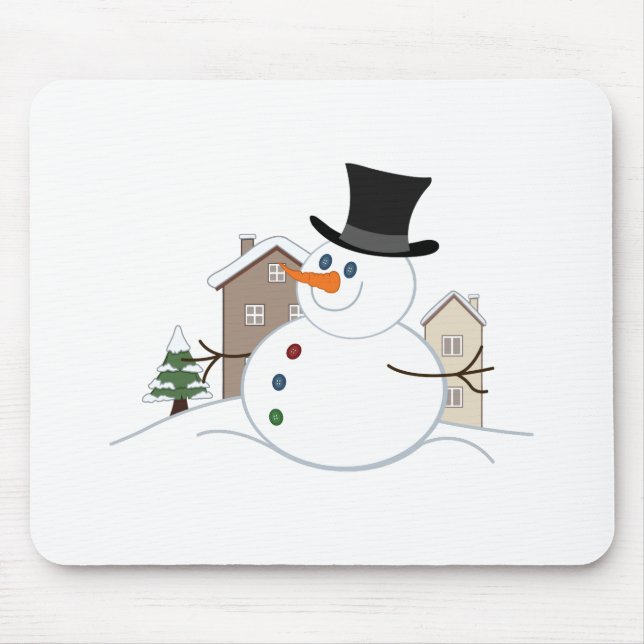 Happy Christmas Snowman Illustration Mousepad (Vorne)