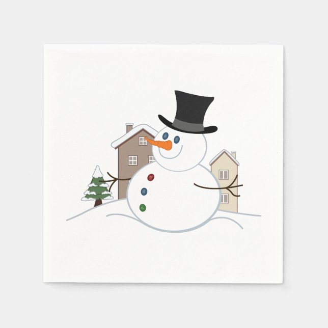 Happy Christmas Snowman Illustration Serviette (Vorderseite)
