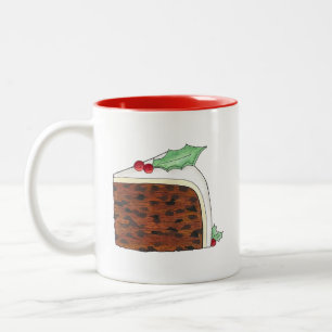 Happy Christmas UK British Cake Slice Festive Zweifarbige Tasse