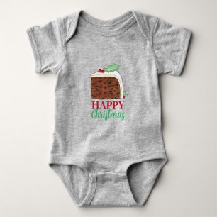 Happy Christmas UK British Cake Slice Homemade Baby Strampler
