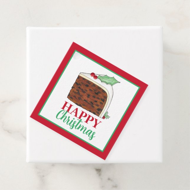 Happy Christmas UK British Cake Slice Homemade Geschenkanhänger (Beispiel)