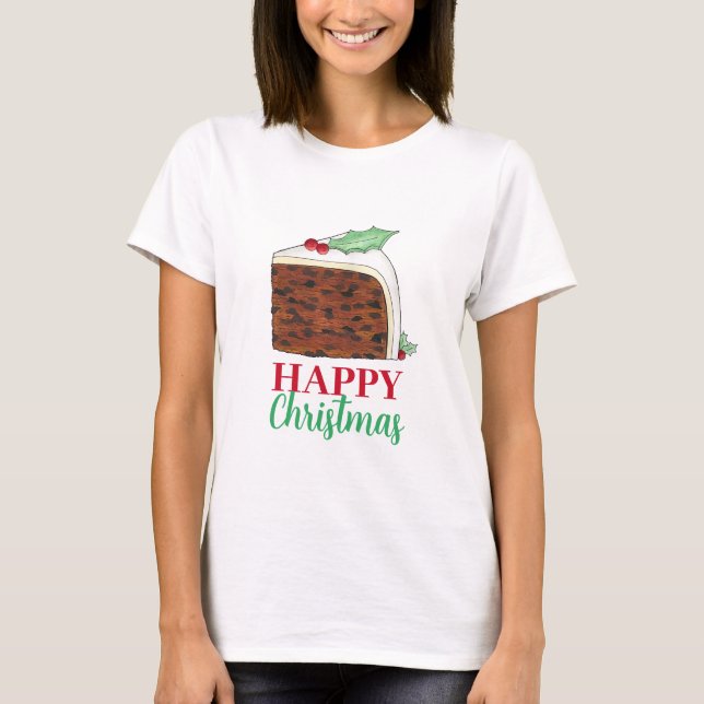 Happy Christmas UK British Cake Slice Homemade T-Shirt (Vorderseite)