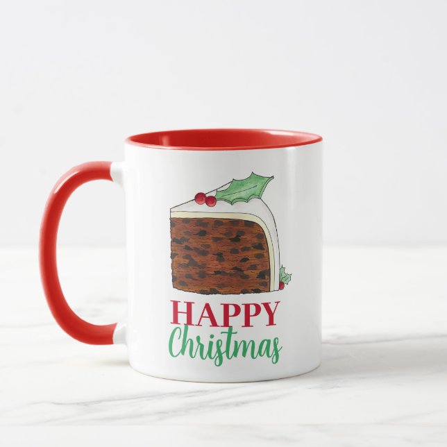 Happy Christmas UK British Cake Slice Homemade Tasse (Links)