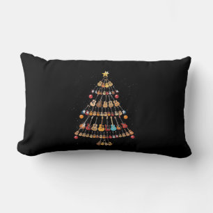 Happy Christmas Ukulele Instrument Weihnachtsbaum Lendenkissen