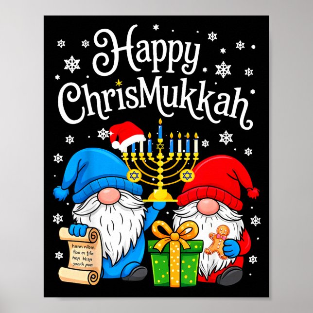 Happy Christmukkah Hanukkah Christmas Gnome Xmas F Poster (Vorne)