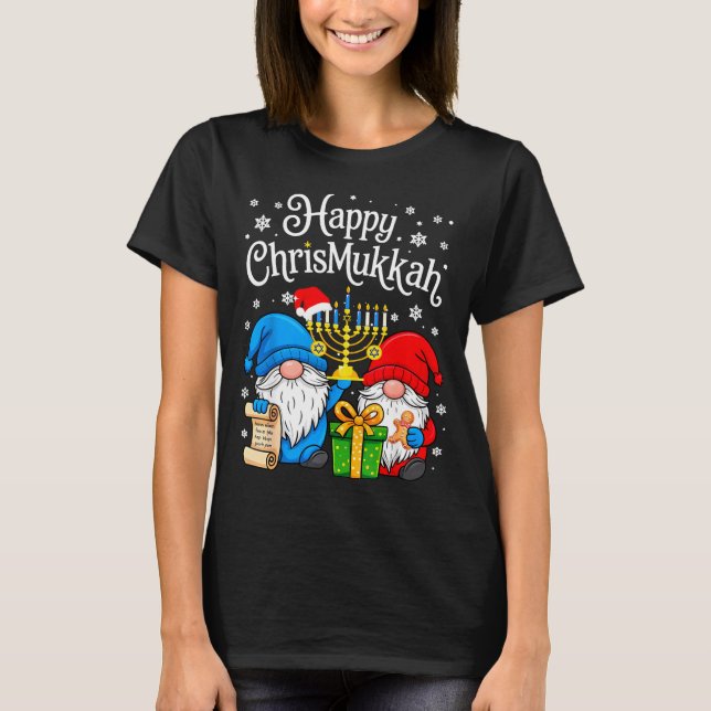 Happy Christmukkah Hanukkah Christmas Gnome Xmas F T-Shirt (Vorderseite)