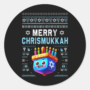 Happy Christmukkah jüdische Weihnachten Hanukkah C Runder Aufkleber