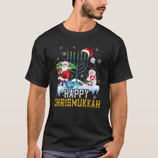Happy Christmukkah Snowman Jüdische Weihnachten We T-Shirt (Vorderseite)