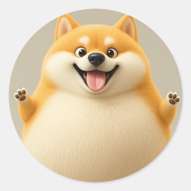 Happy Chubby Cartoon Dog Sticker (Vorderseite)