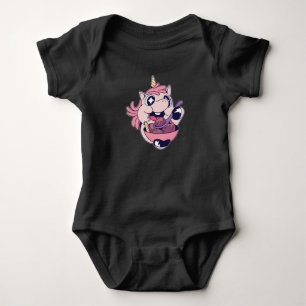 Happy Chubby Unicorn Kleinkind Eating Ice Creme Baby Strampler