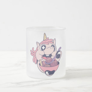 Happy Chubby Unicorn Kleinkind Eating Ice Creme Mattglastasse