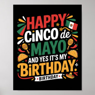 Happy Cinco De Mayo Birthday Tacos Kinder Männer F Poster