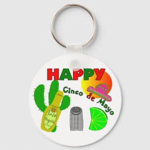 "Happy Cinco de Mayo" Limon, Tequila & Salt Design Schlüsselanhänger