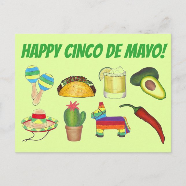 Happy Cinco de Mayo Mexican Fiesta Celebration Einladungspostkarte (Vorderseite)