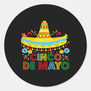 Happy Cinco De Mayo Mexico Fiesta Taco Guitar Cinc Runder Aufkleber