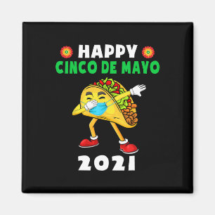 Happy Cinco de Mayo Niedlich Taco mit Maske Kinder Magnet