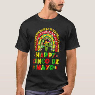 Happy Cinco De Mayo Rainbow Guitar Cactus Sombrero T-Shirt