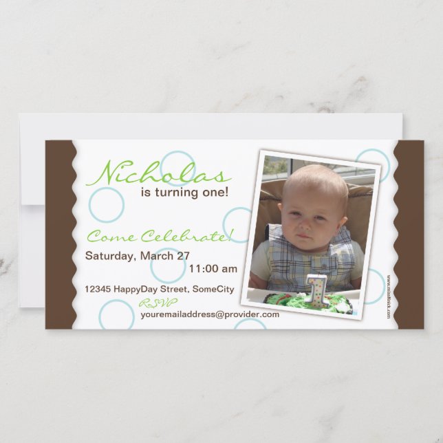 Happy Circle Foto Card: Braun & Blau (Vorderseite)