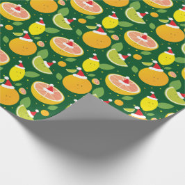 Happy Citrus Weihnachtsmannmütze Pattern Lemon Ora Geschenkpapier