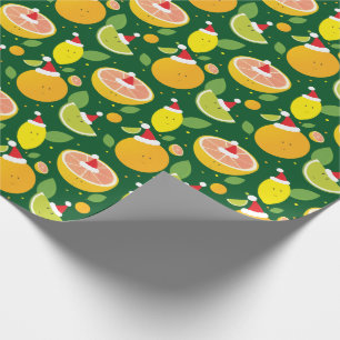 Happy Citrus Weihnachtsmannmütze Pattern Lemon Ora Geschenkpapier