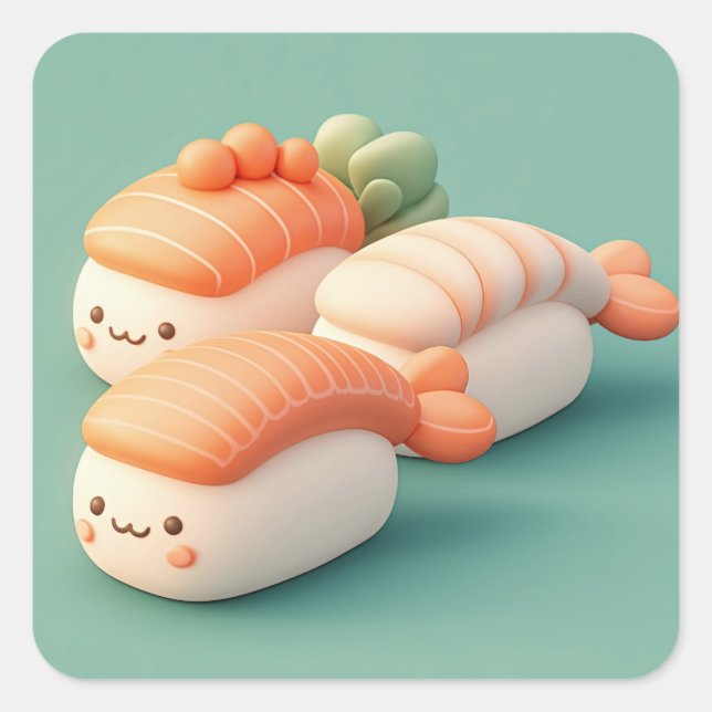 Happy Clay Sushi Trio Aufkleber (Vorderseite)