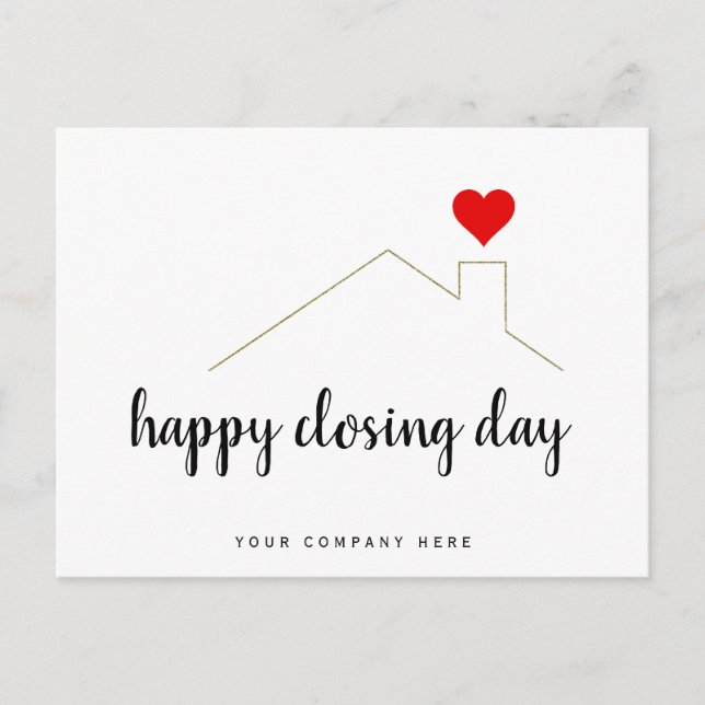 Happy Closing Day Real Anwesen Herz Postkarte (Vorderseite)