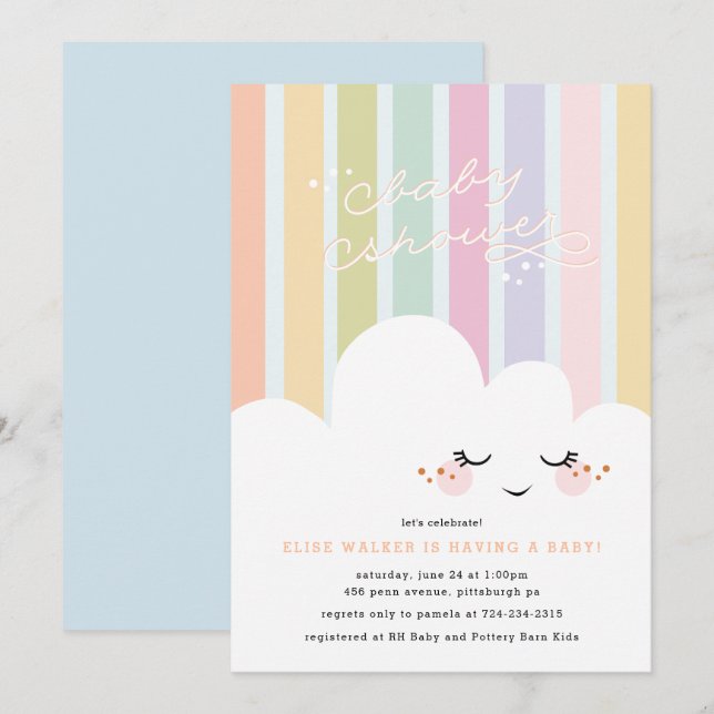 Happy Cloud Baby Shower Einladung (Vorne/Hinten)