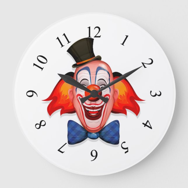 Happy Clown Face Große Wanduhr (Vorderseite)