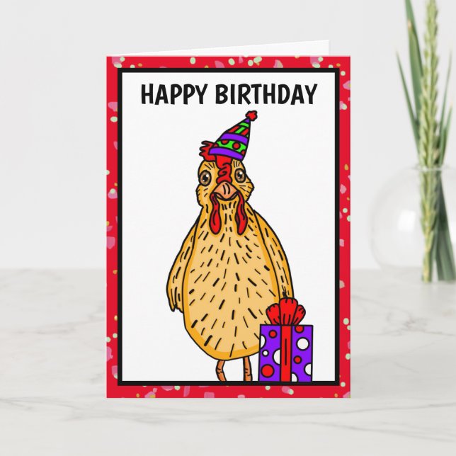 Happy Clucking Geburtstag Hühnerpuppe Karte (Vorderseite)