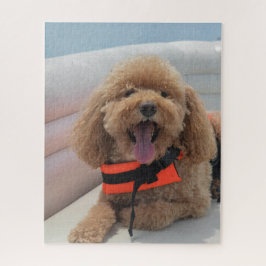 Happy Cockapoo Hund auf Pontoon Boat lächeln Puzzle